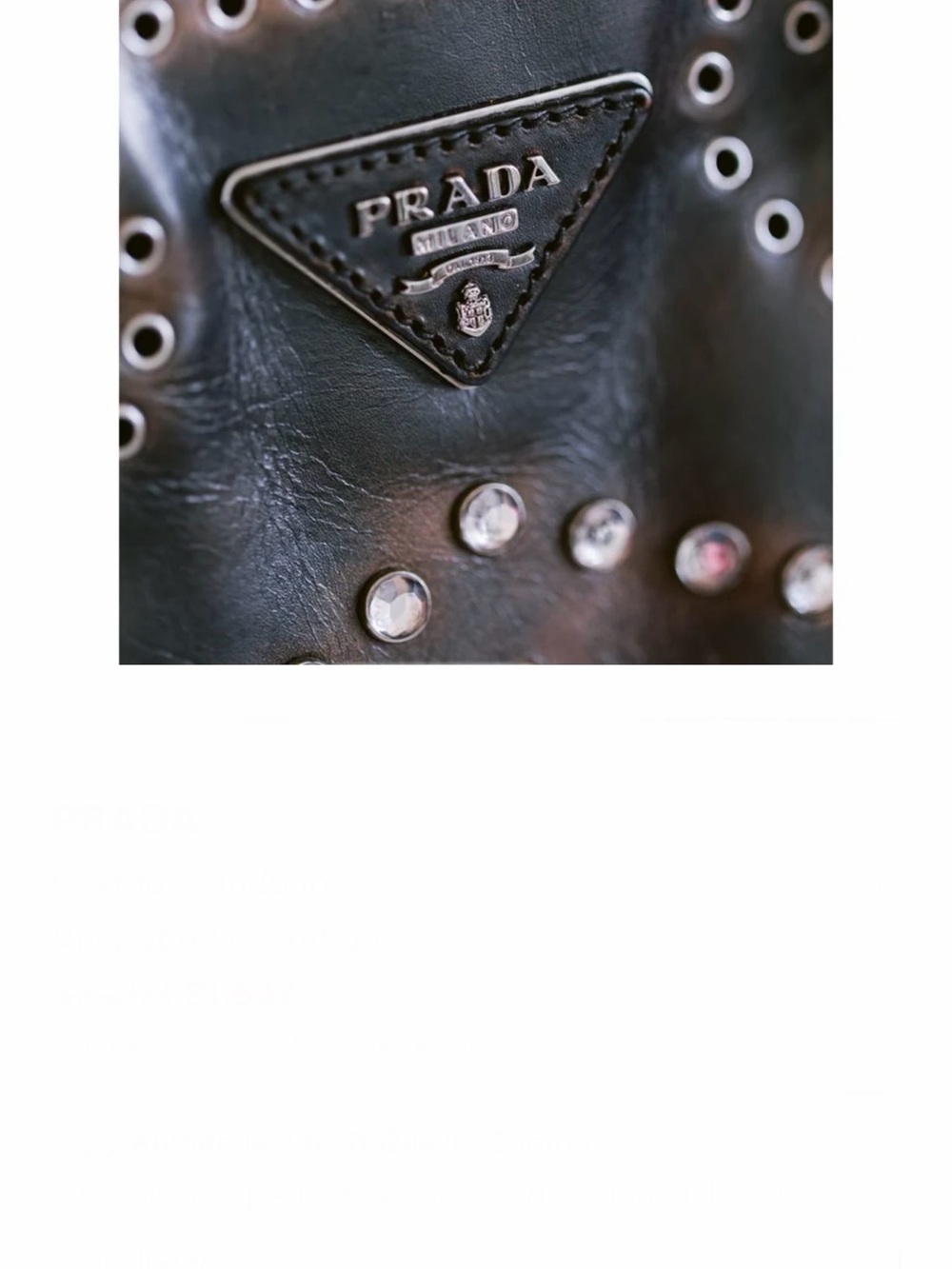 Vintage Prada Galleria Dark Brown Vitello Leather Stud-Embellished Tote - Picture 3 of 5